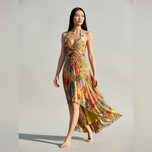 Vibrant Multicolor Paisley Halter Dress